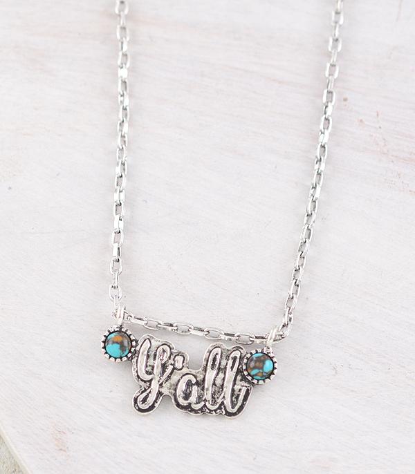 Country Talk Link Chain Necklace - Turquoise Mix