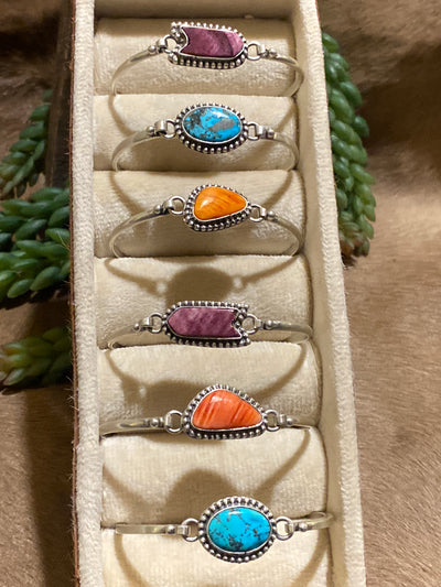 Macedonia Sterling Clasp Cuff Bracelet With Single Stone