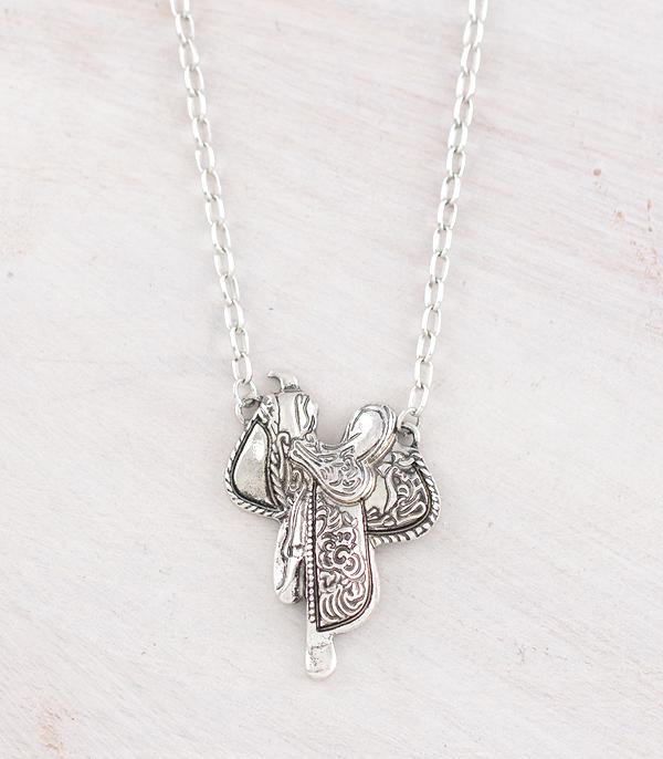 Lucas Fashion Silver Saddle Necklace - 18"