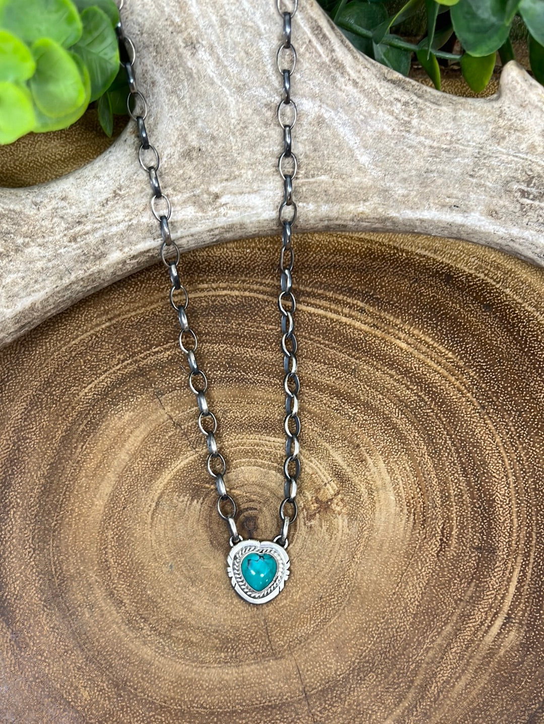 Amber Heart Stone Necklace