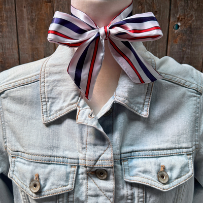Red, White and Blue Stripes Western Skinny Mini Wild Rag Scarf