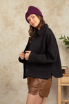 Quilted Solid Knit Oversized Casual Shacket Jacket