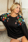 Sequin Christmas Embroidered Pullover