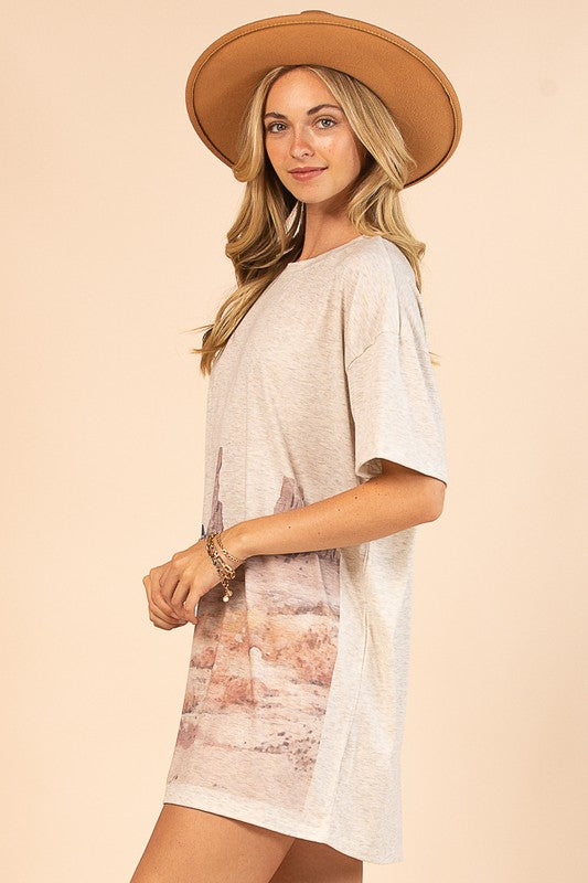 Cowboy Graphic Short Sleeve T-Shirt Dress