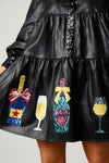 Black Champagne Bottle Shirt Dress
