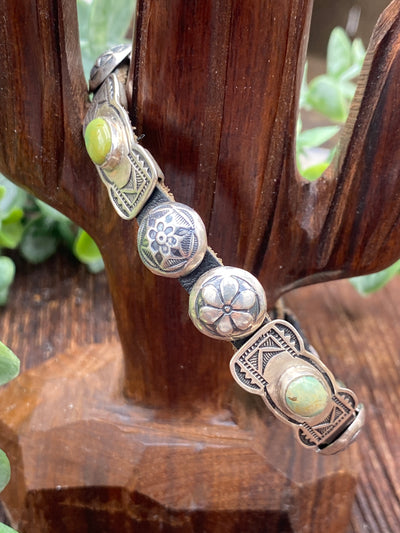 Cantwell Stamped Concho Leather Toggle Bracelet - Turquoise