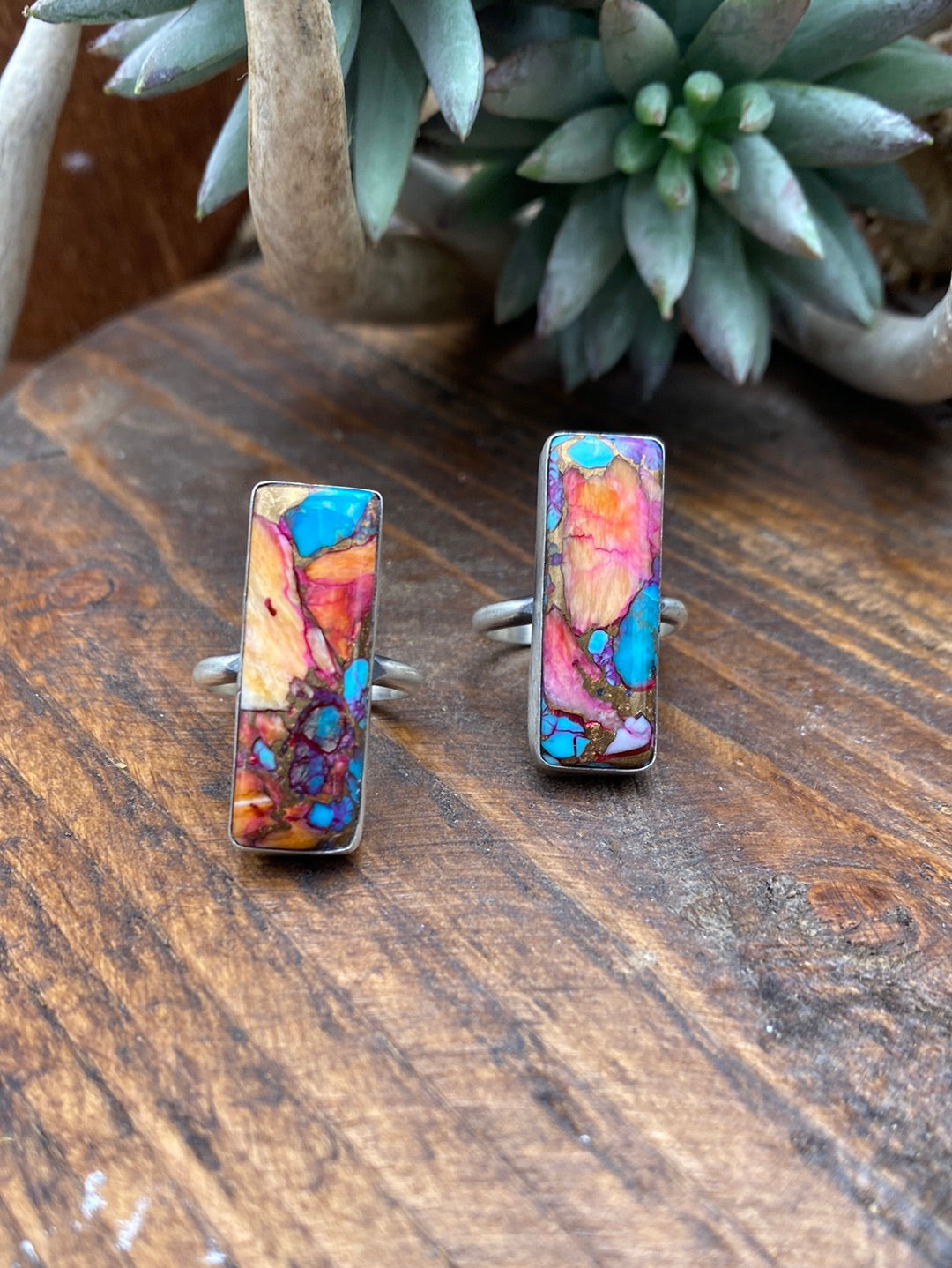 Preston Rose Purple Spiny & Kingman Turquoise Mix Bar Ring