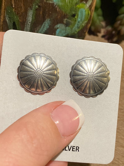 Lenox Scalloped Round Concho Sterling Earring - .8"