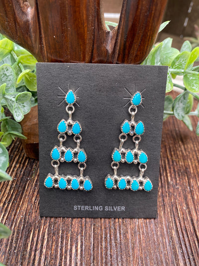 Iness Teardrop Chandelier Earrings - Turquoise