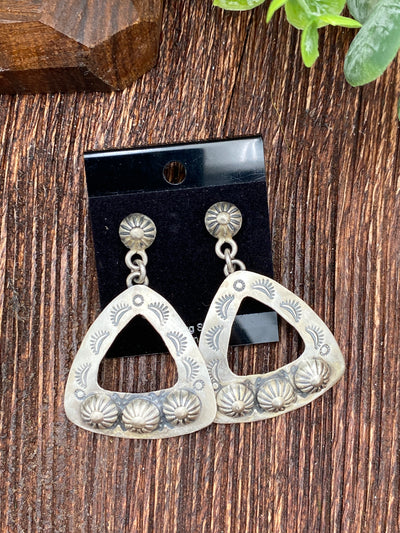 Lager Open Hammered Sterling Silver Burst Earrings