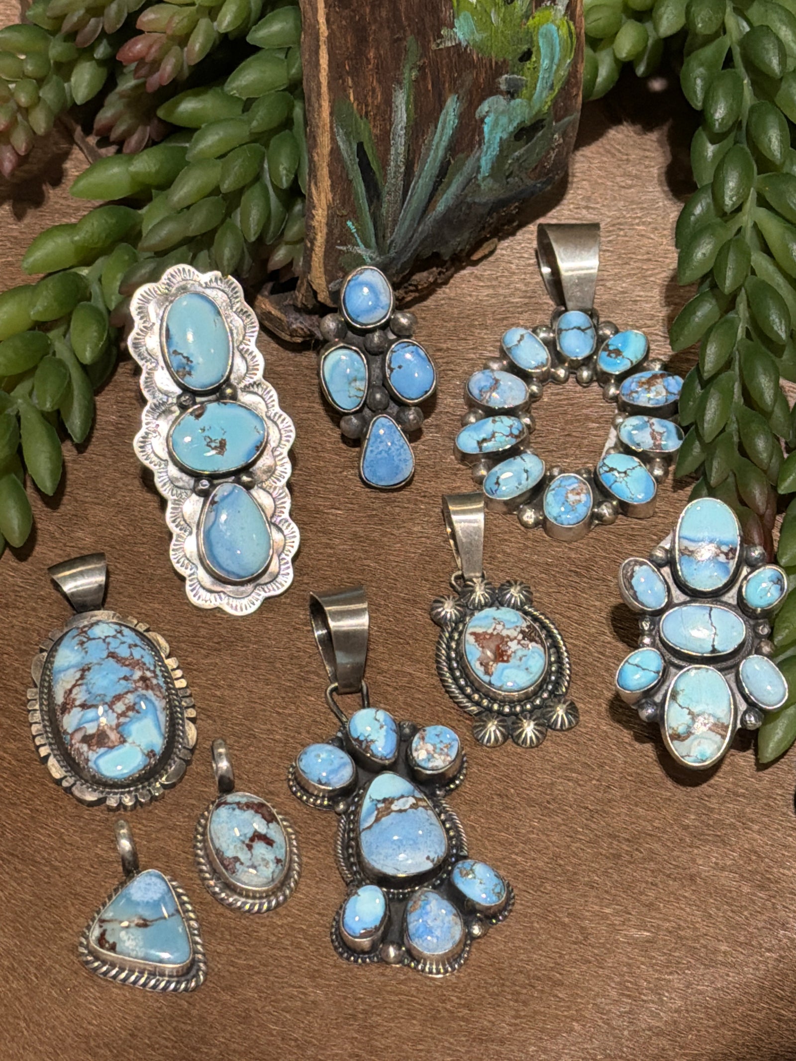 Lupin Assorted Sterling Golden Hills Turquoise Pendants