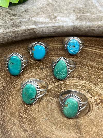 Jade Dot Framed Single Stone Turquoise Ring
