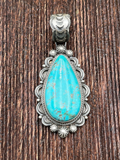 Bryson Kingman Turquoise Sterling Teardrop Pendants
