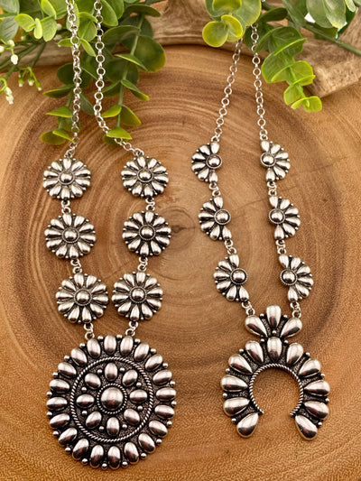 Blaine Fashion Silver Blossom Necklace - 26"
