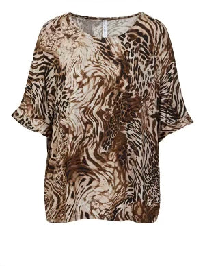Boyfriend Brown Animal Blouse