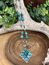 Josephina Sterling, Navajo & Turquoise Necklace With 9 Stone Pendant & Earrings Set