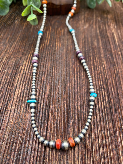 Gayle Navajo, Turquoise & Spiny Necklace - 24"