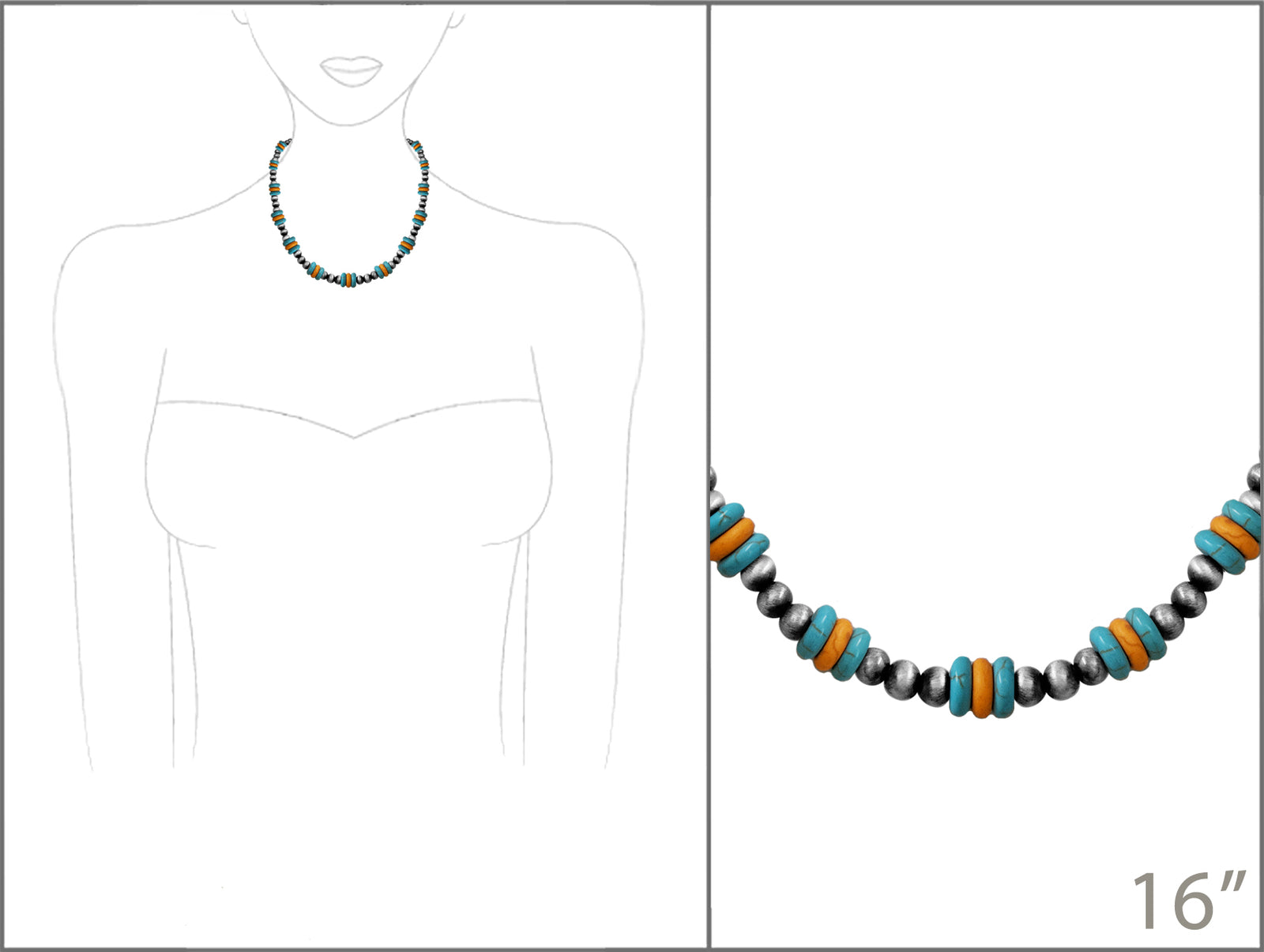 Priscilla Navajo & Triple Saucer Bead Necklace - 16"