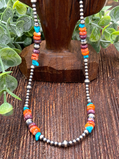 Janet Navajo, Turquoise & Spiny Necklace - 14"