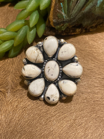 Trena White Buffalo Cluster Ring - Adj