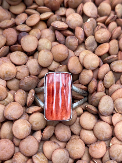 Dover Simple Sterling Red Spiny Ring - Size 7