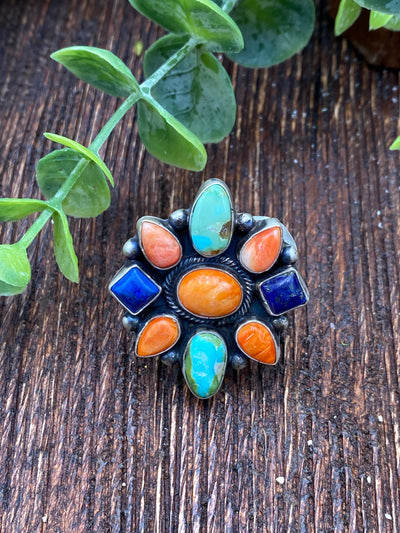 Rocio Multi Stone Sterling Adjustable Ring