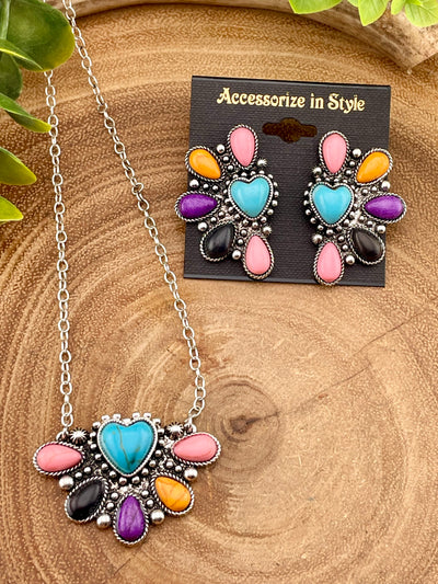 Darcy Multicolor Half Circle Heart & Teardrop Fashion Earrings