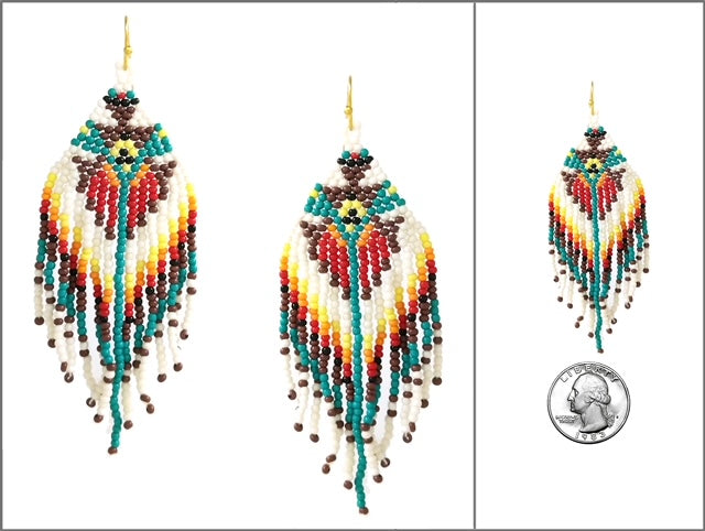 Jane Fashion Seed Bead Boho Fringe Earrings - 3.5"