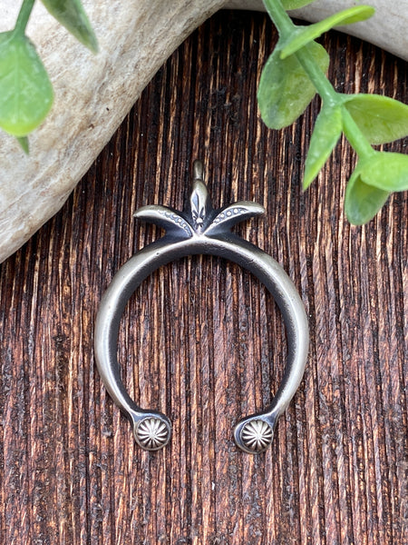 Floyer Burst Stamped Sterling Naja Shepherd's Hook Pendant - 2.25