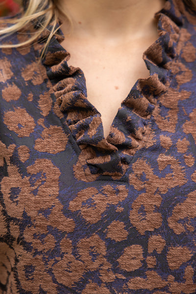 Maven Leopard Ruffle V Neck Dress