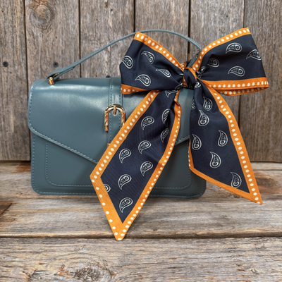 Navy and Rust Western Skinny Mini Wild Rag Scarf / Cowgirl Necktie #TW107
