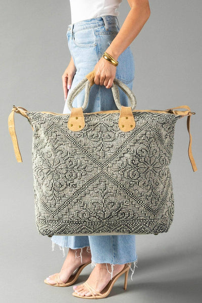 Gray Vintage Inspired Textured Tote
