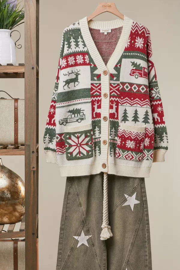 Christmas Holiday Pattern Cardigan