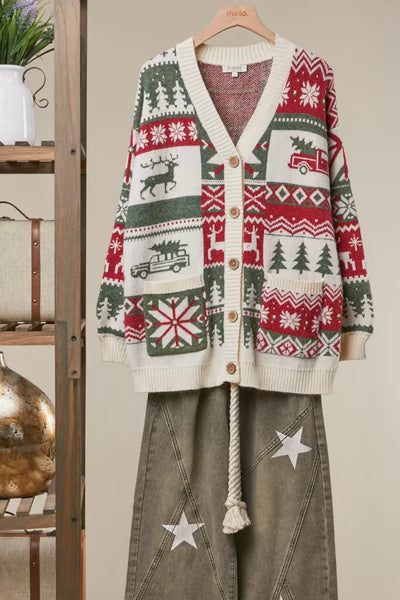 Christmas Holiday Pattern Cardigan