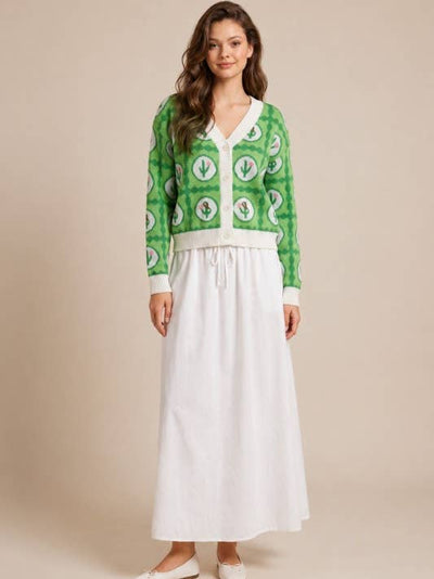 Cactus V-Neckline Sweater Cardigan