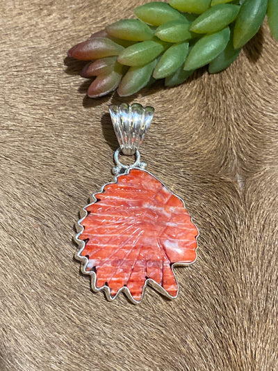 Marna Carved Spiny Sterling Pendant