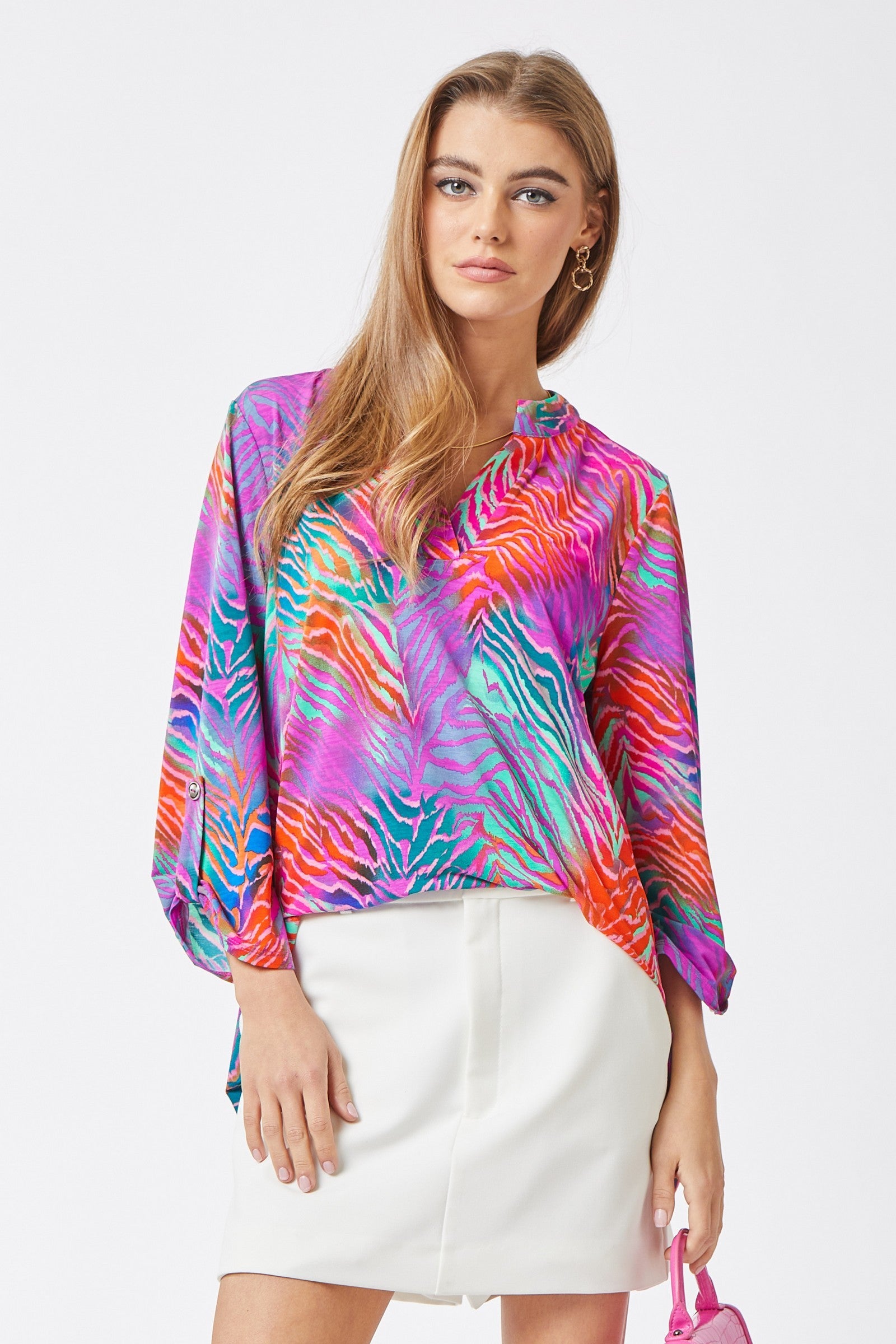Miah Zebra Print Relaxed Top
