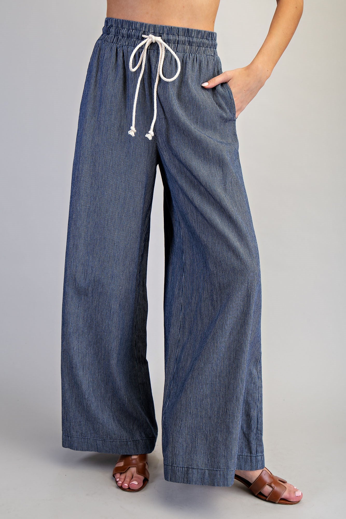 Pinstripe Wide Leg Pants