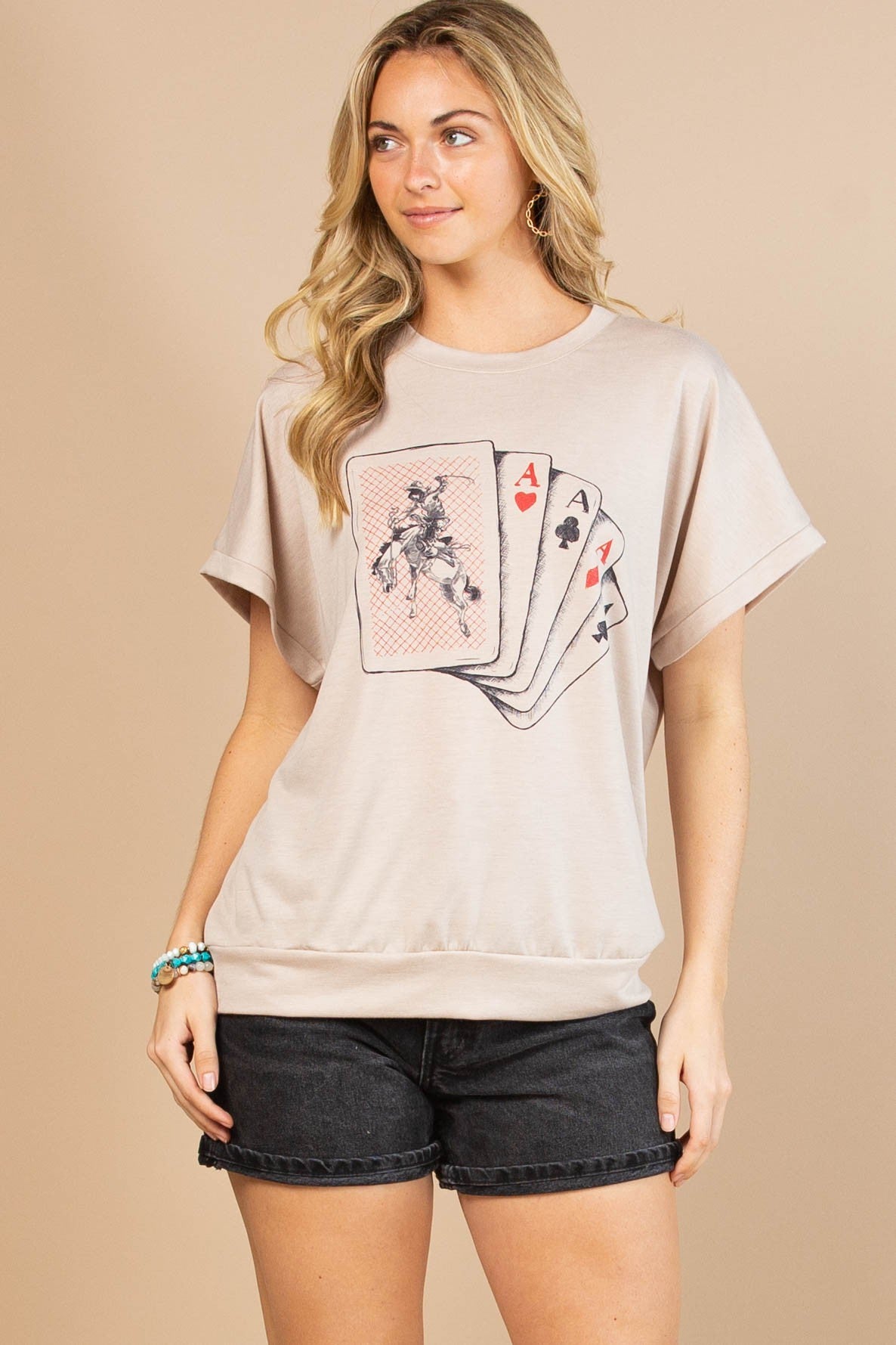 Western Cards Graphic Short Sleeve Top