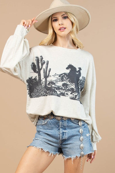 Western Graphic Long Sleeve Sweatshirt