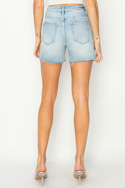 Risen High Rise Raw Cut Hem Side Slit Shorts