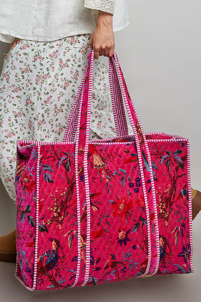 Botanical Velvet Quilted Tote Bag