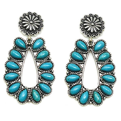 Spenrath Fashion Concho Post Turquoise Drop Earrings