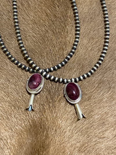 Bridgette Sterling 3mm Navajo Necklace With Stone Flute Blossom - 16"