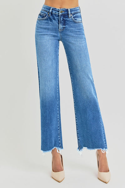 Risen High Rise Ankle Straight Jeans