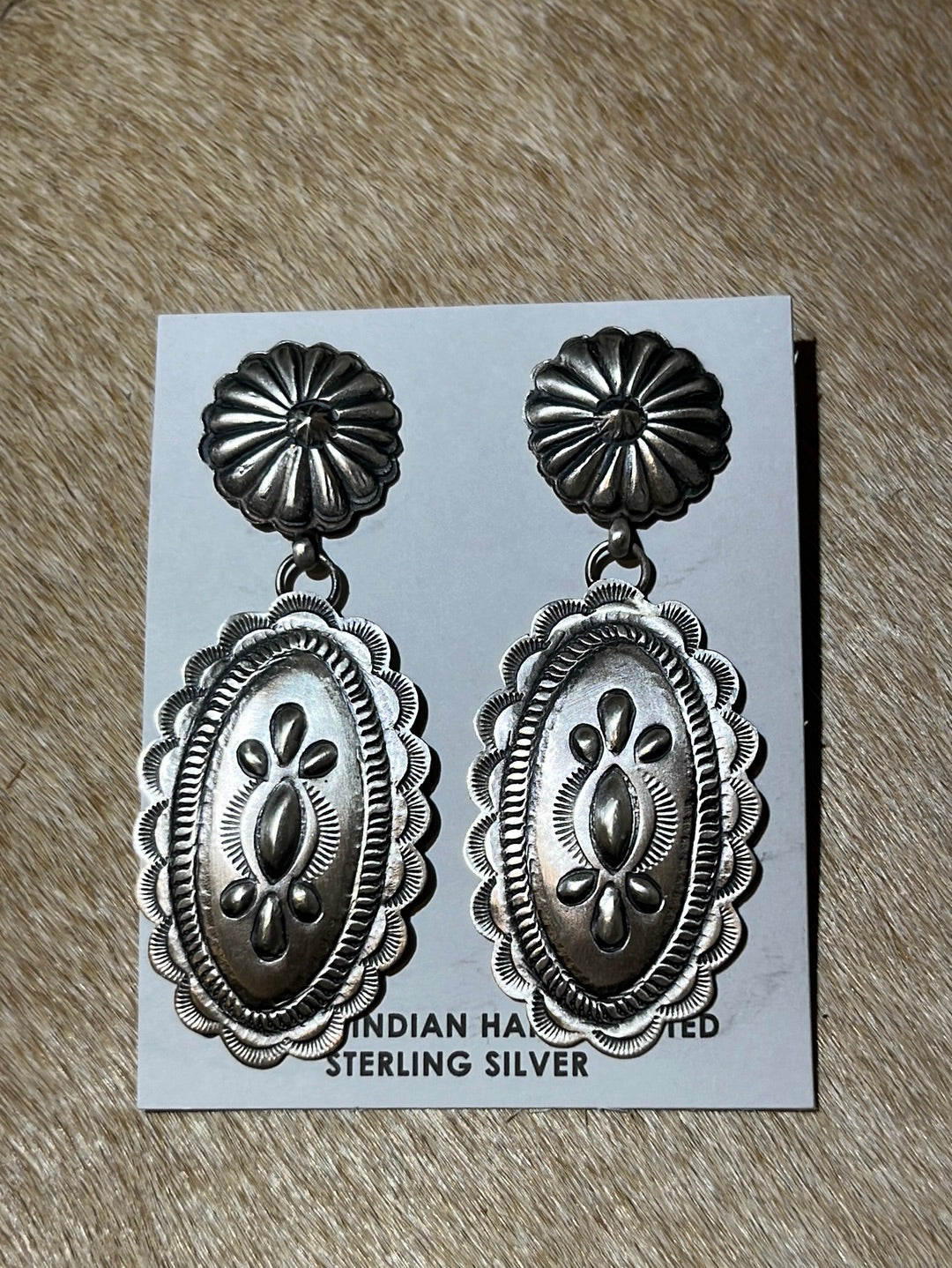 Oval Stamped & Embossed Sterling Earrings