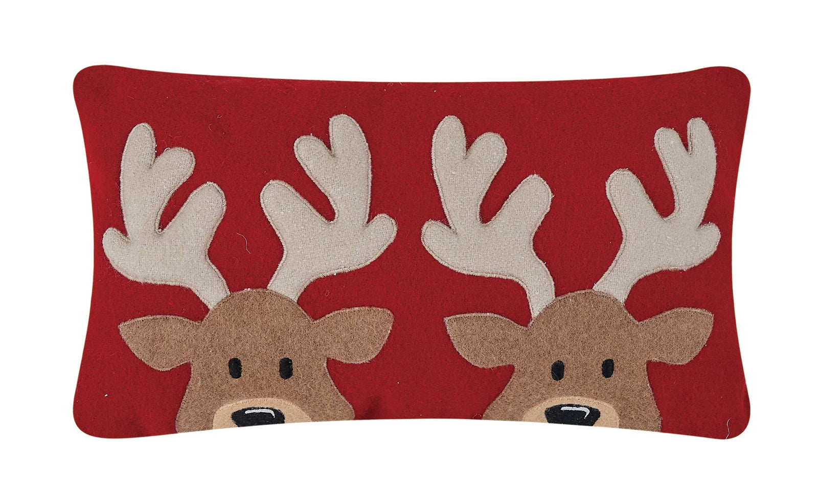 Felt Reindeer Embroidered Pillow