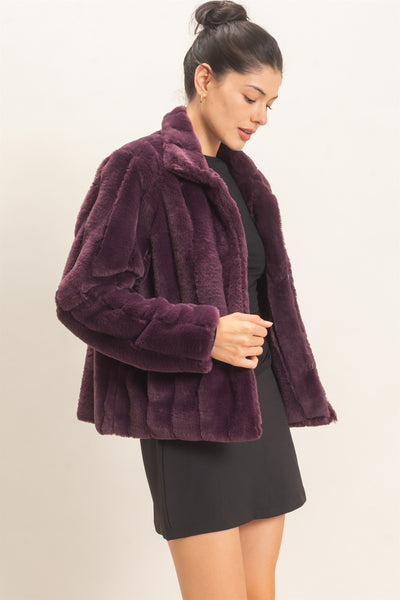 Cooke Plum Wine Faux Fur Coat