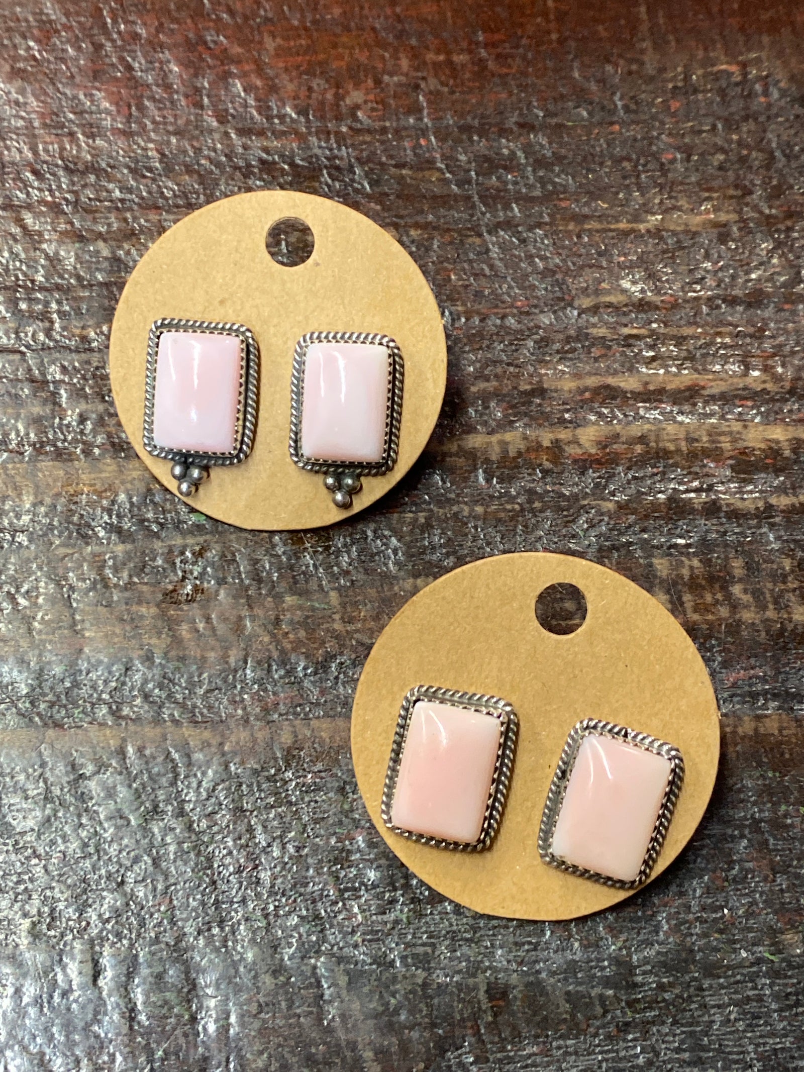 Broome Roped Sterling Pink Conch Rectangle Stud - 15mm