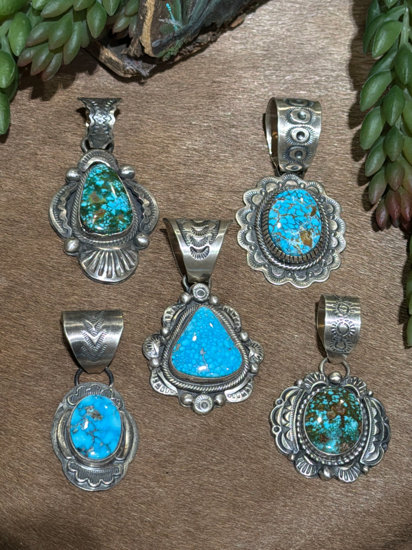 Missy Assorted Sterling Kingman Single Stone Pendants